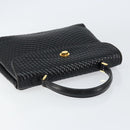 BALLY Quilted Hand Bag Leather Black Gold Auth gh1161-6