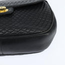 BALLY Quilted Chain Shoulder Bag Leather Black Gold Auth gh1162-14