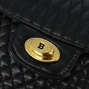 BALLY Quilted Chain Shoulder Bag Leather Black Gold Auth gh1162-17