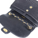 BALLY Quilted Chain Shoulder Bag Leather Black Gold Auth gh1162-10
