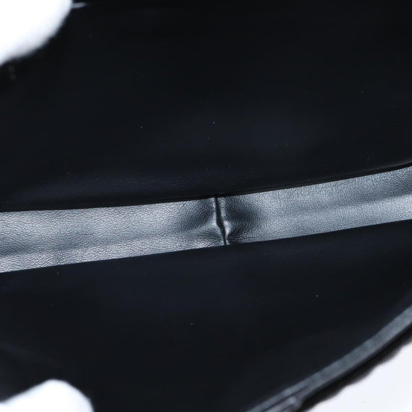 BALLY Quilted Chain Shoulder Bag Leather Black Gold Auth gh1162