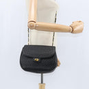 BALLY Quilted Chain Shoulder Bag Leather Black Gold Auth gh1162-22