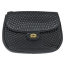 BALLY Quilted Chain Shoulder Bag Leather Black Gold Auth gh1162-13
