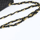 BALLY Quilted Chain Shoulder Bag Leather Black Gold Auth gh1162-7