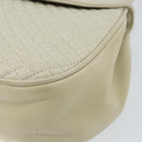 BALLY Quilted Hand Bag Leather White Gold Auth gh1163-9