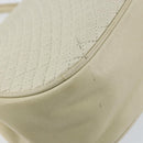 BALLY Quilted Hand Bag Leather White Gold Auth gh1163-16