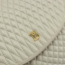 BALLY Quilted Hand Bag Leather White Gold Auth gh1163-17