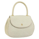 BALLY Quilted Hand Bag Leather White Gold Auth gh1163-1