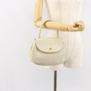 BALLY Quilted Hand Bag Leather White Gold Auth gh1163-21