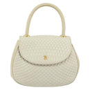 BALLY Quilted Hand Bag Leather White Gold Auth gh1163-13