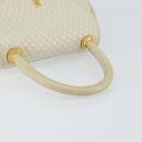 BALLY Quilted Hand Bag Leather White Gold Auth gh1163-7