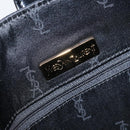 SAINT LAURENT Hand Bag Nylon Enamel Black Gold Auth gh1164-10