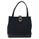 SAINT LAURENT Hand Bag Nylon Enamel Black Gold Auth gh1164-13