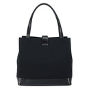 SAINT LAURENT Hand Bag Nylon Enamel Black Gold Auth gh1164-2