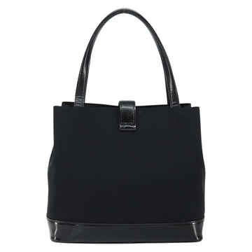 SAINT LAURENT Hand Bag Nylon Enamel Black Gold Auth gh1164 - 0