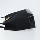 SAINT LAURENT Hand Bag Nylon Enamel Black Gold Auth gh1164-4