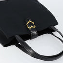 SAINT LAURENT Hand Bag Nylon Enamel Black Gold Auth gh1164-6