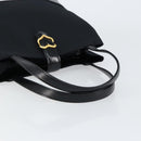 SAINT LAURENT Hand Bag Nylon Enamel Black Gold Auth gh1164-7