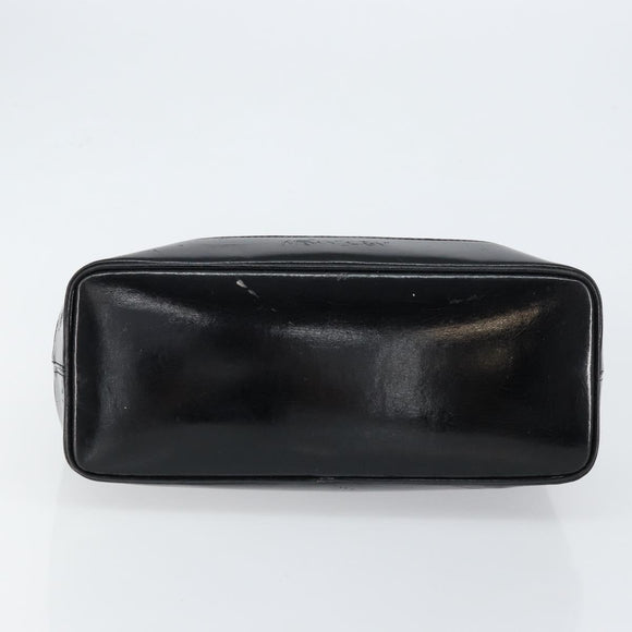 SAINT LAURENT Hand Bag Nylon Enamel Black Gold Auth gh1164