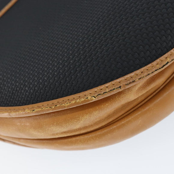 SAINT LAURENT Shoulder Bag Leather Black Gold Auth gh1165