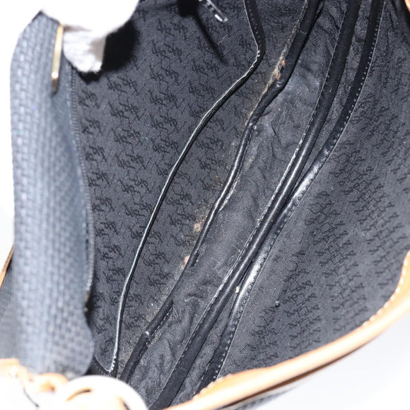 SAINT LAURENT Shoulder Bag Leather Black Gold Auth gh1165