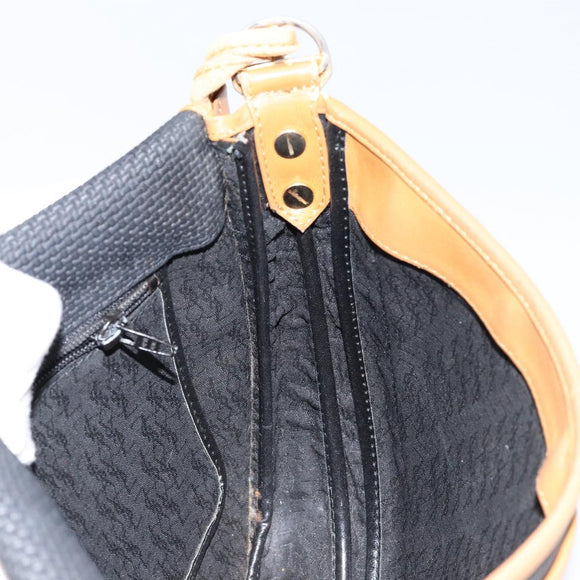 SAINT LAURENT Shoulder Bag Leather Black Gold Auth gh1165