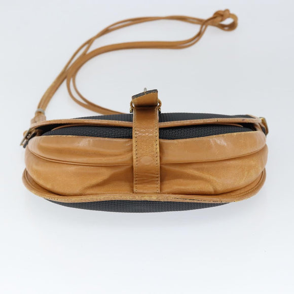 SAINT LAURENT Shoulder Bag Leather Black Gold Auth gh1165