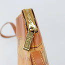 PRIMA CLASSE Shoulder Bag Leather PVC Beige Gold Auth gh1167-10