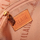 PRIMA CLASSE Shoulder Bag Leather PVC Beige Gold Auth gh1167-11