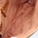 PRIMA CLASSE Shoulder Bag Leather PVC Beige Gold Auth gh1167-12