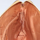 PRIMA CLASSE Shoulder Bag Leather PVC Beige Gold Auth gh1167-17