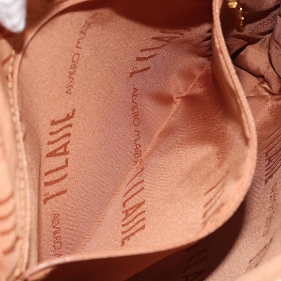 PRIMA CLASSE Shoulder Bag Leather PVC Beige Gold Auth gh1167