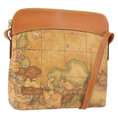 PRIMA CLASSE Shoulder Bag Leather PVC Beige Gold Auth gh1167-1