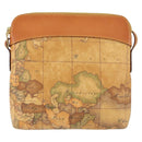 PRIMA CLASSE Shoulder Bag Leather PVC Beige Gold Auth gh1167-13