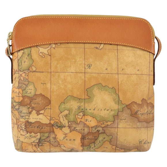 PRIMA CLASSE Shoulder Bag Leather PVC Beige Gold Auth gh1167