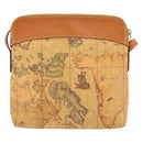 PRIMA CLASSE Shoulder Bag Leather PVC Beige Gold Auth gh1167-2