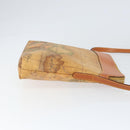 PRIMA CLASSE Shoulder Bag Leather PVC Beige Gold Auth gh1167-3