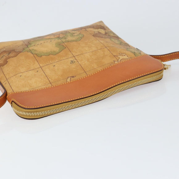 PRIMA CLASSE Shoulder Bag Leather PVC Beige Gold Auth gh1167