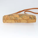 PRIMA CLASSE Shoulder Bag Leather PVC Beige Gold Auth gh1167-5