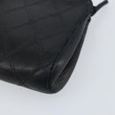 CHANEL Bicolore Pouch Lamb Skin Black Gold CC Auth gh1175-15