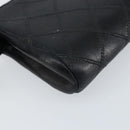 CHANEL Bicolore Pouch Lamb Skin Black Gold CC Auth gh1175-16