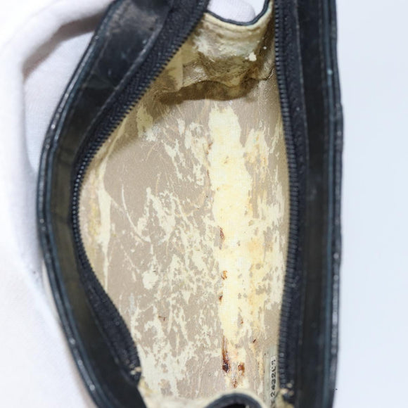 CHANEL Bicolore Pouch Lamb Skin Black Gold CC Auth gh1175