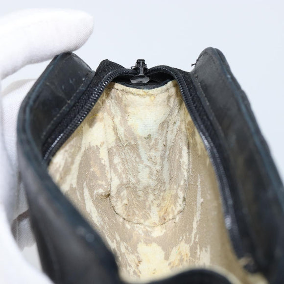 CHANEL Bicolore Pouch Lamb Skin Black Gold CC Auth gh1175