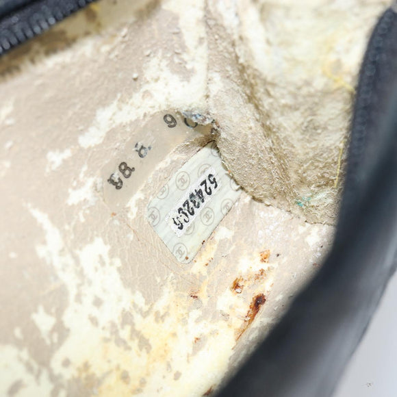 CHANEL Bicolore Pouch Lamb Skin Black Gold CC Auth gh1175