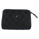 CHANEL Bicolore Pouch Lamb Skin Black Gold CC Auth gh1175-13