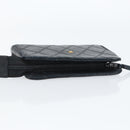 CHANEL Bicolore Pouch Lamb Skin Black Gold CC Auth gh1175-5