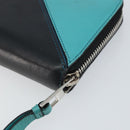 LOEWE Anagram Long Wallet Leather Blue Silver Auth gh1176-15