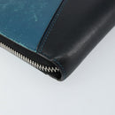 LOEWE Anagram Long Wallet Leather Blue Silver Auth gh1176-16