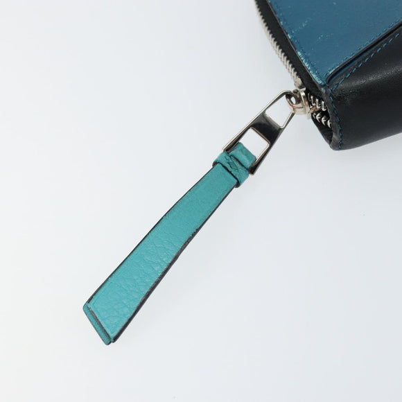 LOEWE Anagram Long Wallet Leather Blue Silver Auth gh1176