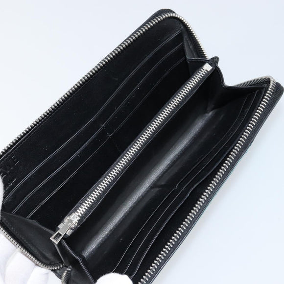 LOEWE Anagram Long Wallet Leather Blue Silver Auth gh1176